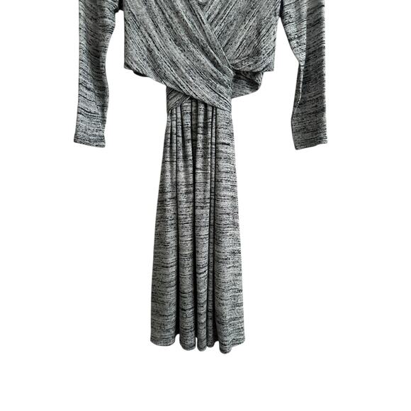 Anthropologie Amadi Lola Heather Gray Cross Faux Wrap Fit Flare Knit Dress XS - Picture 6 of 11